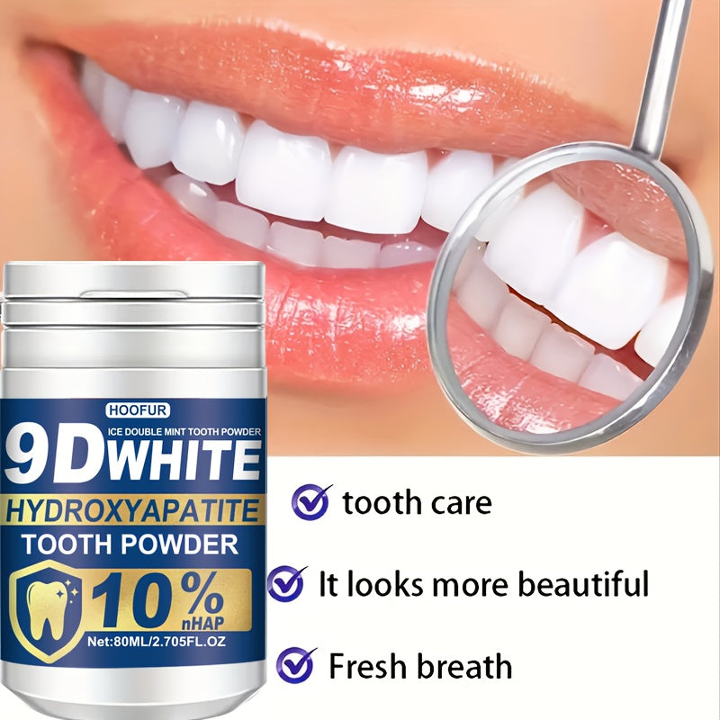 HOOFUR 9D White Remineralizing Hydroxyapatite Tooth Powder - Deep Cleaning & Fresh Breath, Natural Dental Care for Women & Men, Daily Use Toothpaste Alternative, Hydroxyapatite Tooth Paste, Teeth Product, Tooth, Teeth