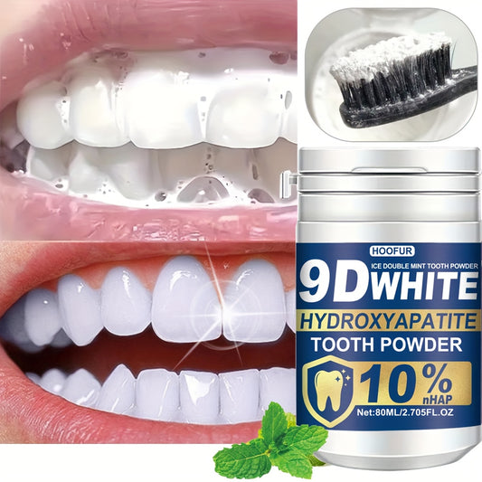 HOOFUR 9D White Remineralizing Hydroxyapatite Tooth Powder - Deep Cleaning & Fresh Breath, Natural Dental Care for Women & Men, Daily Use Toothpaste Alternative, Hydroxyapatite Tooth Paste, Teeth Product, Tooth, Teeth