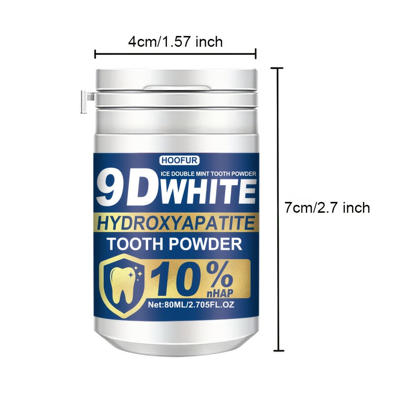 HOOFUR 9D White Remineralizing Hydroxyapatite Tooth Powder - Deep Cleaning & Fresh Breath, Natural Dental Care for Women & Men, Daily Use Toothpaste Alternative, Hydroxyapatite Tooth Paste, Teeth Product, Tooth, Teeth