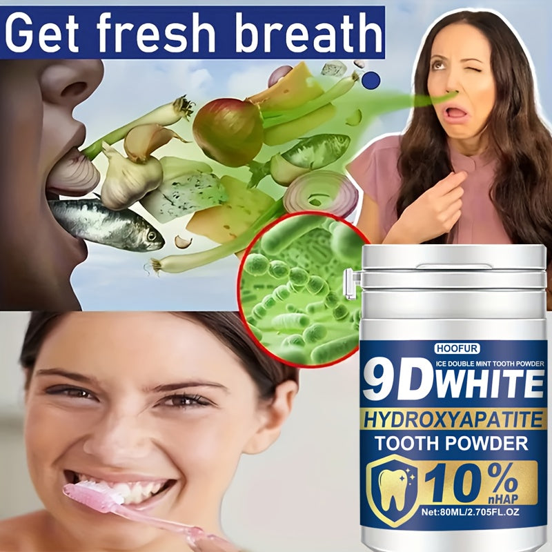 HOOFUR 9D White Remineralizing Hydroxyapatite Tooth Powder - Deep Cleaning & Fresh Breath, Natural Dental Care for Women & Men, Daily Use Toothpaste Alternative, Hydroxyapatite Tooth Paste, Teeth Product, Tooth, Teeth
