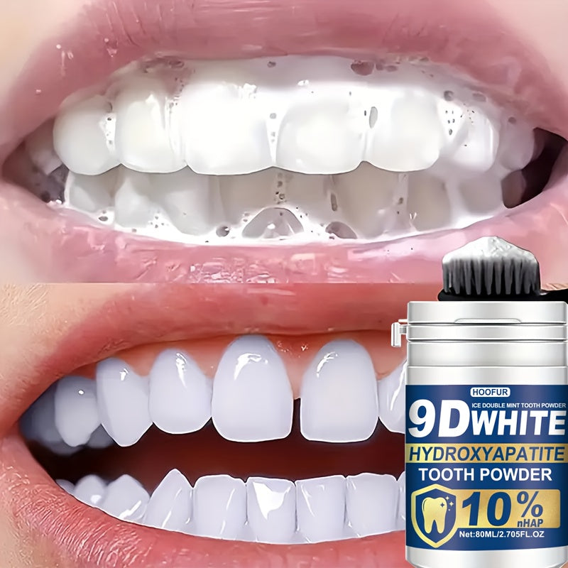 HOOFUR 9D White Remineralizing Hydroxyapatite Tooth Powder - Deep Cleaning & Fresh Breath, Natural Dental Care for Women & Men, Daily Use Toothpaste Alternative, Hydroxyapatite Tooth Paste, Teeth Product, Tooth, Teeth