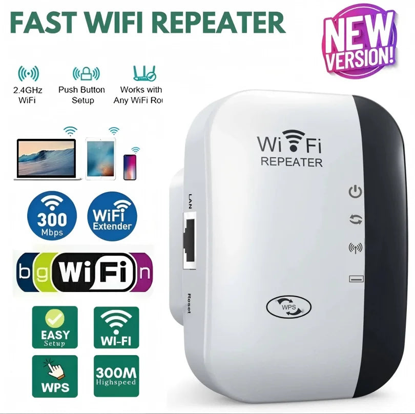 Wifi Repeater Wireless Signal Amplifier Extended Network Enhancer EU US Home Router 300m Thro