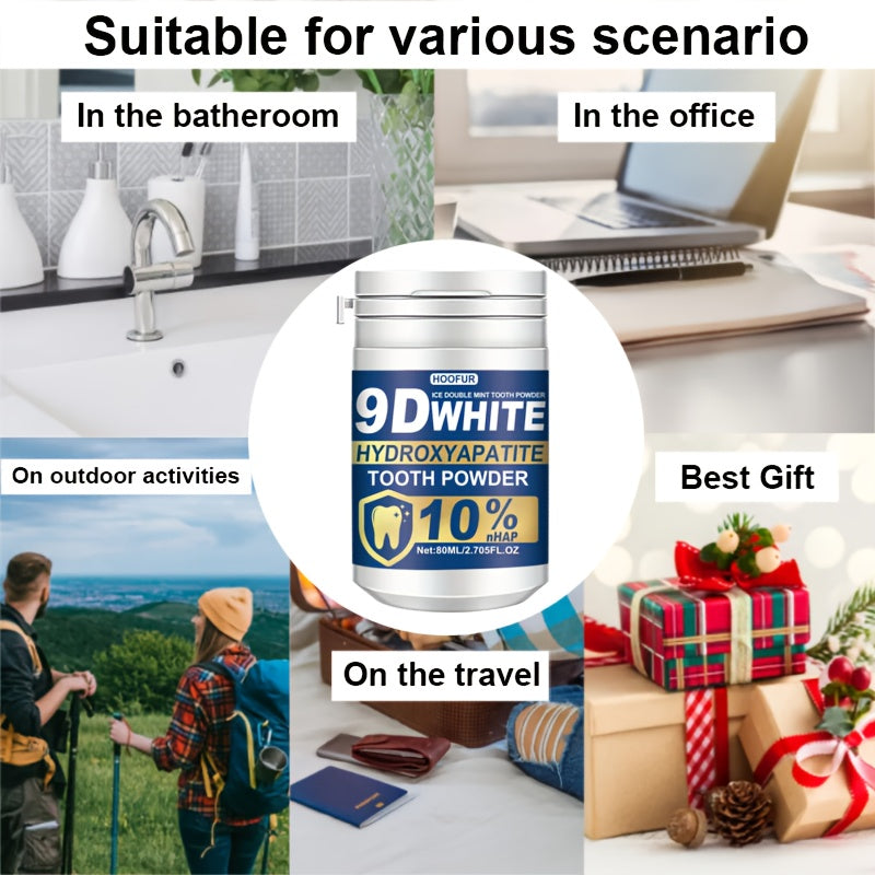 HOOFUR 9D White Remineralizing Hydroxyapatite Tooth Powder - Deep Cleaning & Fresh Breath, Natural Dental Care for Women & Men, Daily Use Toothpaste Alternative, Hydroxyapatite Tooth Paste, Teeth Product, Tooth, Teeth